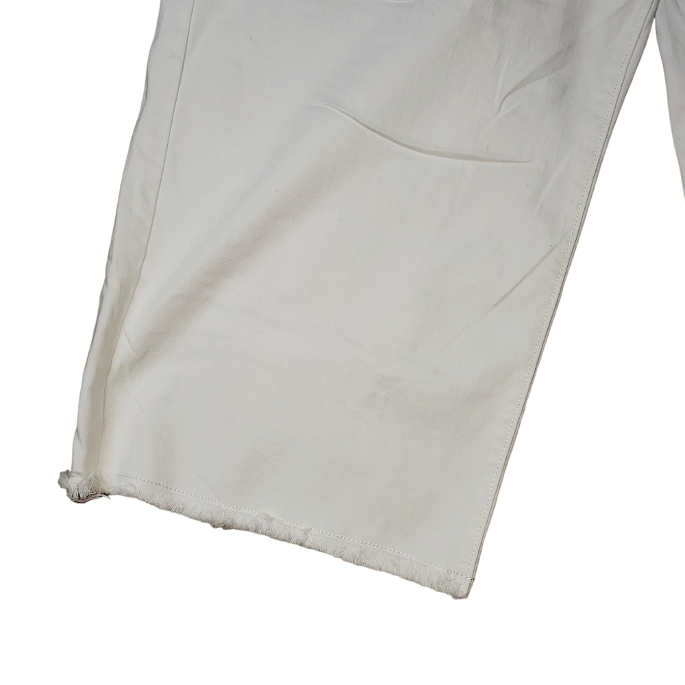 Susan Graver Regualr Stretch Denim Wide-Leg Crop Jeans w/ Fray- White - Picture 5 of 9